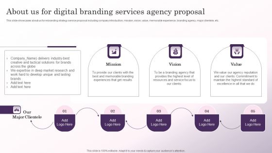 About Us For Digital Branding Services Agency Proposal Demonstration PDF
