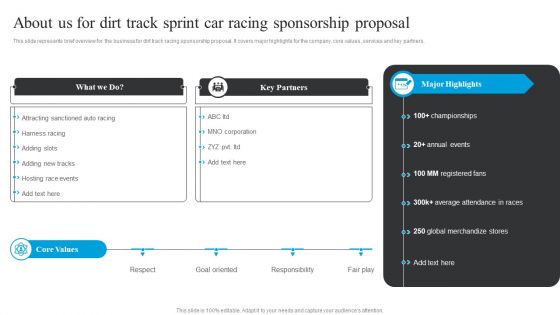 About Us For Dirt Track Sprint Car Racing Sponsorship Proposal Topics PDF