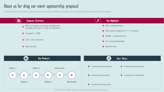 About Us For Drag Car Event Sponsorship Proposal Summary PDF About Us For Drag Car Event Sponsorship Proposal Summary PDF