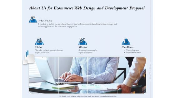About Us For Ecommerce Web Design And Development Proposal Ppt Design Templates PDF