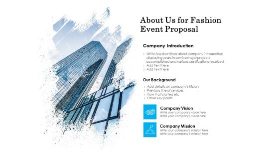 About Us For Fashion Event Proposal Ppt PowerPoint Presentation Styles Design Templates