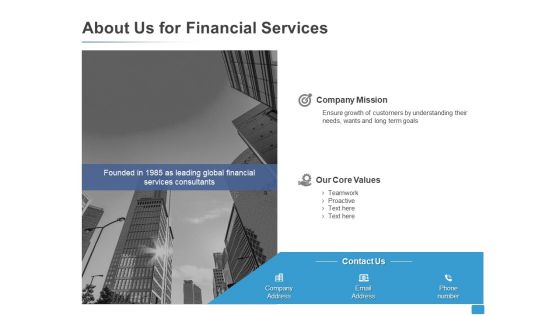 About Us For Financial Services Mission Ppt PowerPoint Presentation Infographic Template Skills