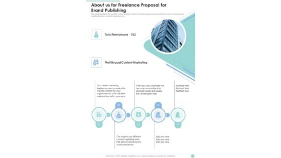 About Us For Freelance Proposal For Brand Publishing One Pager Sample Example Document About Us For Freelance Proposal For Brand Publishing One Pager Sample Example Document