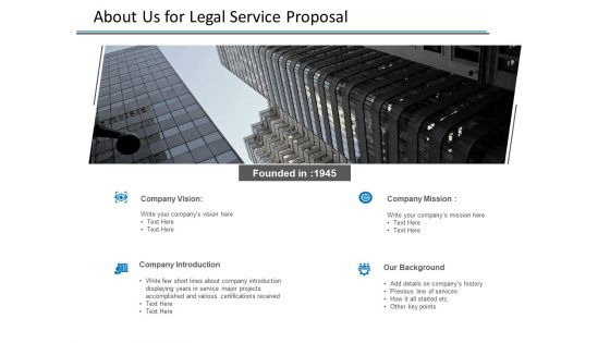 About Us For Legal Service Proposal Ppt PowerPoint Presentation Ideas Infographics