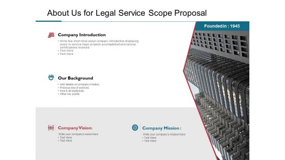 About Us For Legal Service Scope Proposal Ppt PowerPoint Presentation Ideas Elements