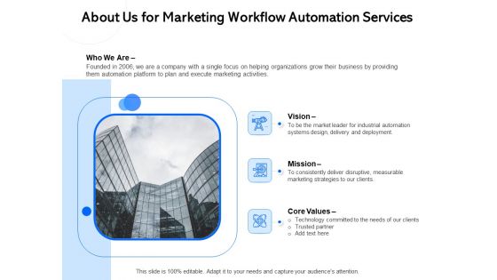 About Us For Marketing Workflow Automation Services Ppt PowerPoint Presentation File Graphics Tutorials PDF About Us For Marketing Workflow Automation Services Ppt PowerPoint Presentation File Graphics Tutorials PDF