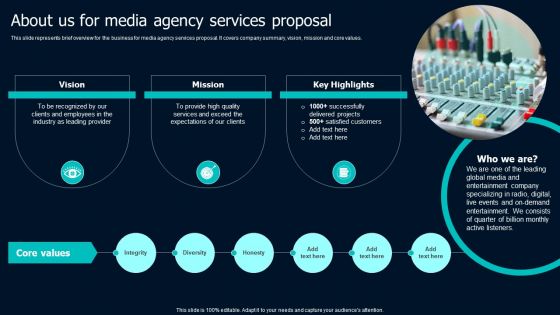 About Us For Media Agency Services Proposal Structure PDF