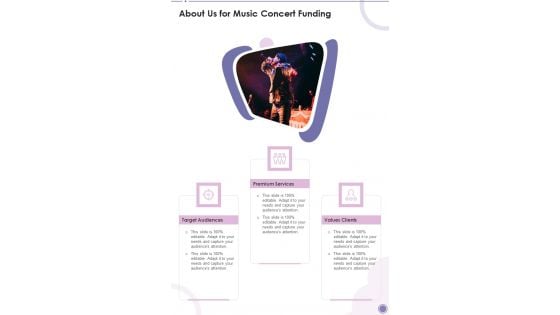 About Us For Music Concert Funding One Pager Sample Example Document About Us For Music Concert Funding One Pager Sample Example Document