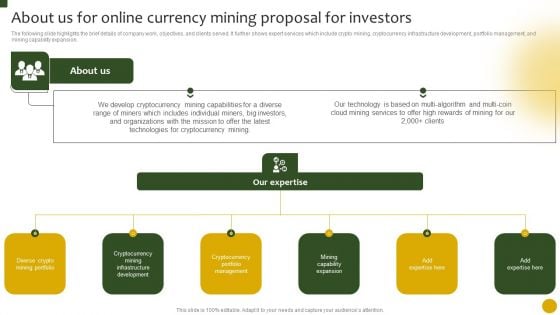 About Us For Online Currency Mining Proposal For Investors Ppt Slides Portrait PDF About Us For Online Currency Mining Proposal For Investors Ppt Slides Portrait PDF