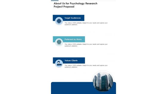 About Us For Psychology Research Project Proposal One Pager Sample Example Document