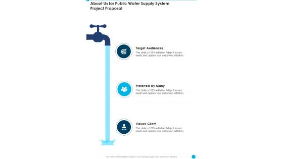 About Us For Public Water Supply System Project Proposal One Pager Sample Example Document