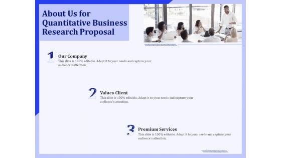 About Us For Quantitative Business Research Proposal Ppt PowerPoint Presentation Outline Deck PDF