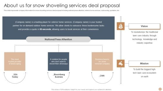 About Us For Snow Shoveling Services Deal Proposal Topics PDF