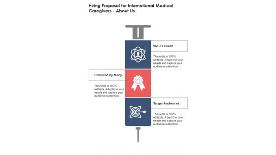 About Us Hiring Proposal For International Medical Caregivers One Pager Sample Example Document