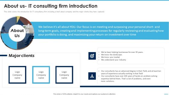 About Us IT Consulting Firm Introduction Managing Complexity Of Multiple Cloud Platforms Icons PDF