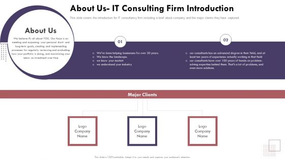 About Us It Consulting Firm Introduction Cloud Computing Complexities And Solutions Mockup PDF