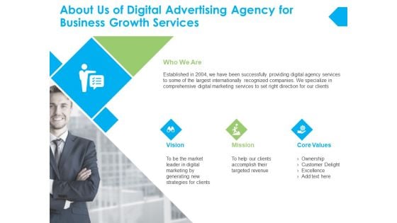 About Us Of Digital Advertising Agency For Business Growth Services Ppt PowerPoint Presentation Slides Show