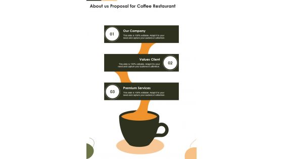 About Us Proposal For Coffee Restaurant One Pager Sample Example Document