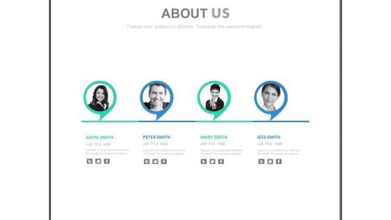 About Us Team Profile With Social Media Links Powerpoint Slides About Us Team Profile With Social Media Links Powerpoint Slides