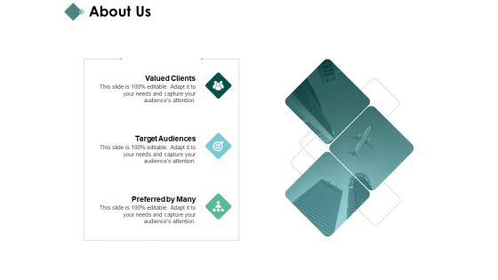About Us Valued Clients Target Audiences Ppt PowerPoint Presentation Portfolio Master Slide