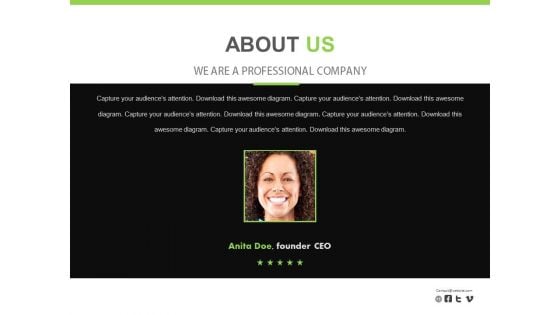 About Us With Founder Ceo Photo Powerpoint Slides