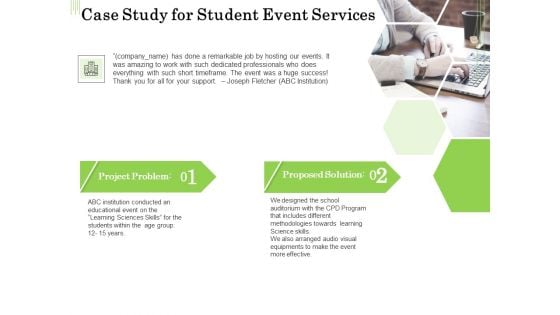 Academic Study Proposal Case Study For Student Event Services Ppt Summary Graphics Tutorials PDF