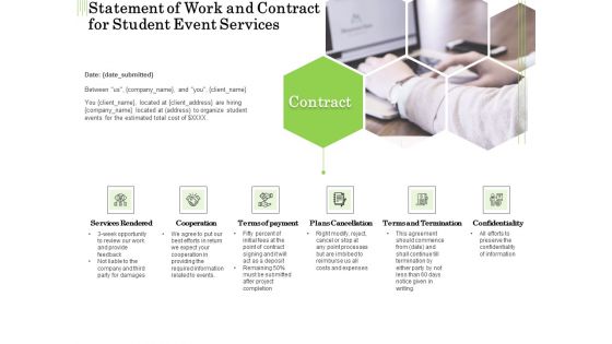 Academic Study Proposal Statement Of Work And Contract For Student Event Services Ppt Summary Maker PDF
