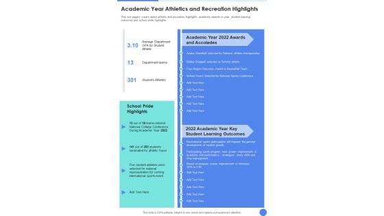 Academic Year Athletics And Recreation Highlights One Pager Documents