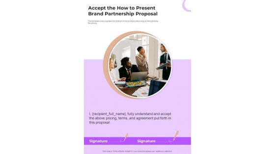 Accept The How To Present Brand Partnership Proposal One Pager Sample Example Document Accept The How To Present Brand Partnership Proposal One Pager Sample Example Document
