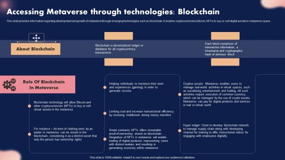 Accessing Metaverse Through Technologies Blockchain Ppt Inspiration Graphics Tutorials PDF