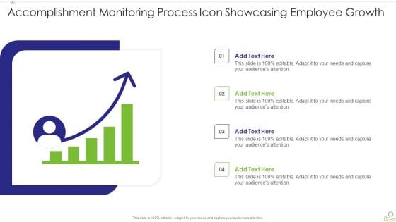 Accomplishment Monitoring Process Icon Showcasing Employee Growth Diagrams PDF