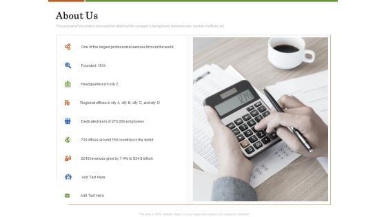 Accounting Advisory Services For Organization About Us Ppt PowerPoint Presentation Pictures Icon PDF