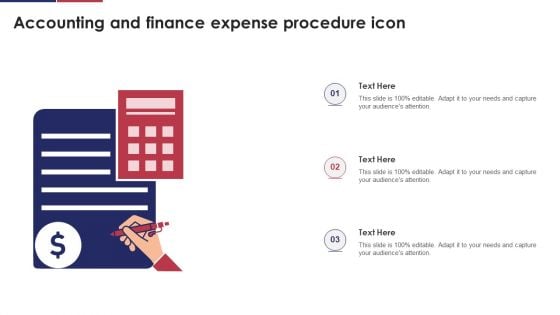 Accounting And Finance Expense Procedure Icon Ppt Model Graphics Tutorials PDF