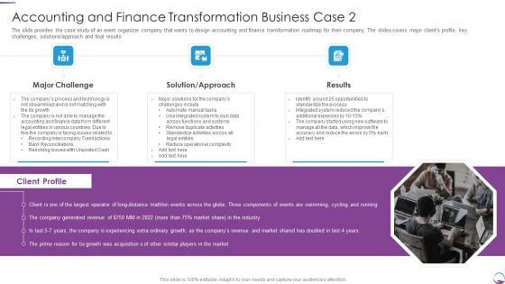 Accounting And Finance Transformation Business Case 2 Guidelines PDF