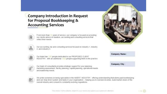 Accounting And Tax Services Company Introduction In Request For Bookkeeping And Accounting Services Sample PDF