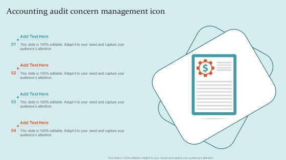 Accounting Audit Concern Management Icon Ppt PowerPoint Presentation File Summary PDF