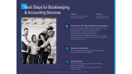 Accounting Bookkeeping Service Next Steps For Bookkeeping And Accounting Services Background PDF