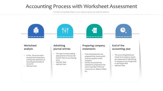 Accounting Process With Worksheet Assessment Ppt PowerPoint Presentation Show Graphics PDF