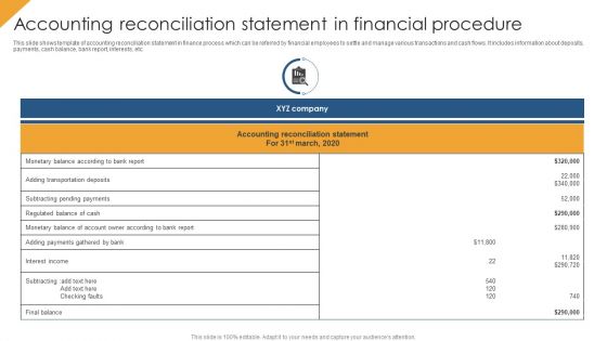 Accounting Reconciliation Statement In Financial Procedure Professional PDF