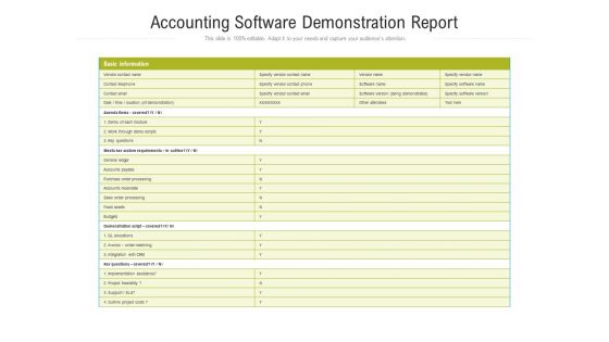 Accounting Software Demonstration Report Ppt Model Tips PDF