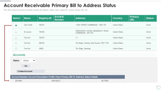 Accounts Receivables Optimization Techniques Account Receivable Primary Bill To Address Status Structure PDF