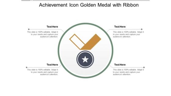 Achievement Icon Golden Medal With Ribbon Ppt PowerPoint Presentation Inspiration Shapes