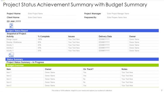 Achievement Summary Develop Prototype Ppt PowerPoint Presentation Complete Deck With Slides