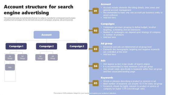 Acquiring Clients Through Search Engine And Native Ads Account Structure For Search Engine Portrait PDF