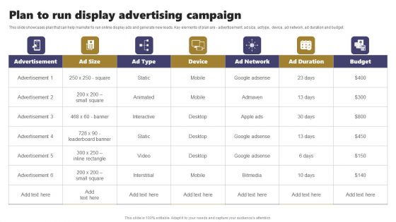 Acquiring Clients Through Search Engine And Native Ads Plan To Run Display Advertising Campaign Portrait PDF