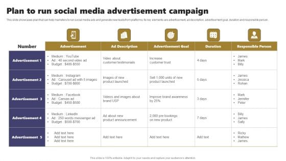 Acquiring Clients Through Search Engine And Native Ads Plan To Run Social Media Advertisement Campaign Icons PDF