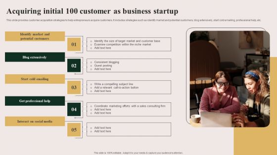 Acquiring Initial 100 Customer As Business Startup Introduction PDF