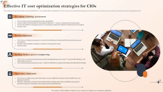 Action Of Cios To Achieve Cost Management Effective IT Cost Optimization Strategies For Cios Summary PDF