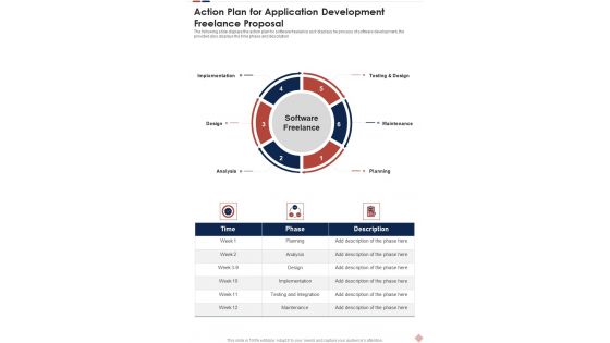 Action Plan For Application Development Freelance Proposal One Pager Sample Example Document Action Plan For Application Development Freelance Proposal One Pager Sample Example Document