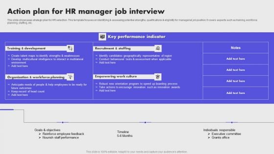 Action Plan For HR Manager Job Interview Diagrams PDF